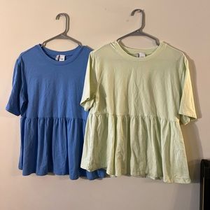 Bundle of peplum tops - blue and green